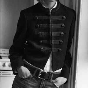 Zara Black military style wool jacket